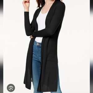 INC International Concepts Women's Black Ribbed Cardigan